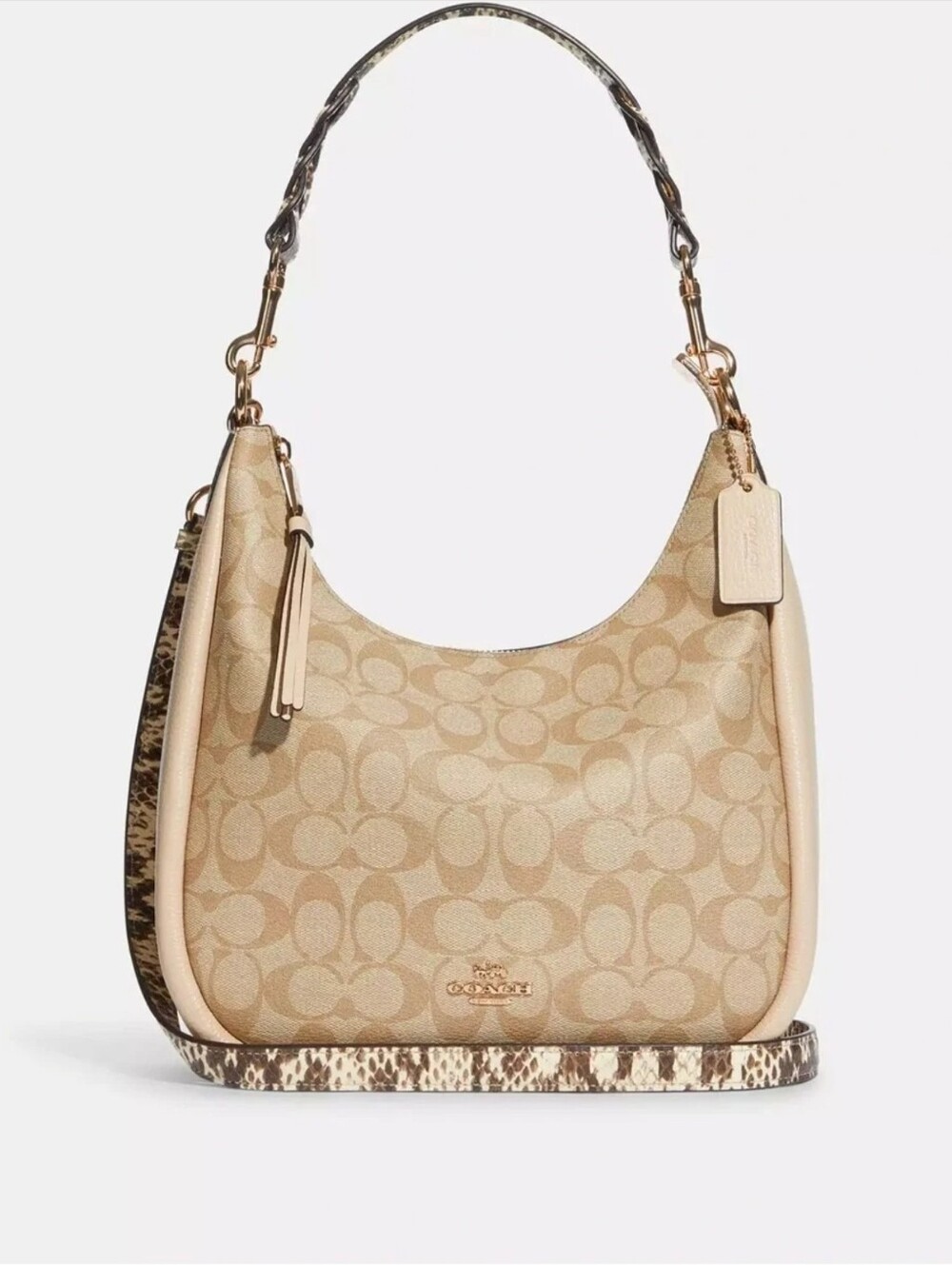 Coach Shoulder Bag in Taupe & Light Beige